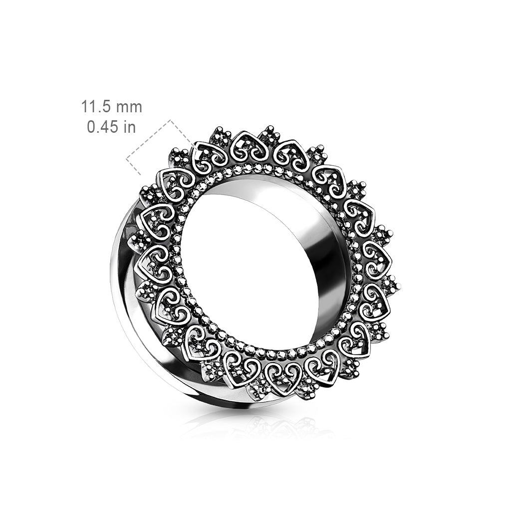 Tribal Heart Filigree Surgical Steel Screw Fit Flesh Tunnel Plugs Plugs Impulse Piercings