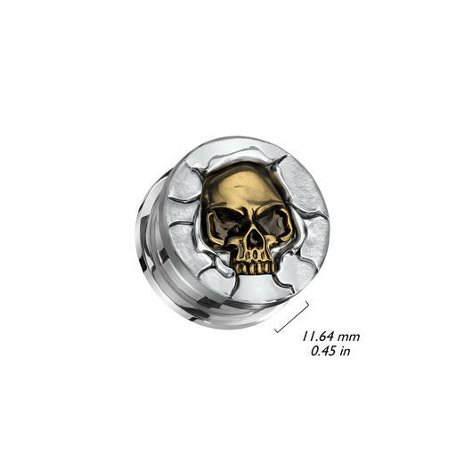 Protruding Bronze Skull 316L Surgical Steel Screw Fit Tunnel Plugs Impulse Piercings