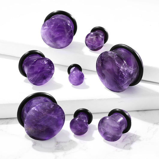 Sodalite Convex Natural Stone Single Flare Plug with O-Ring Plugs Impulse Piercings