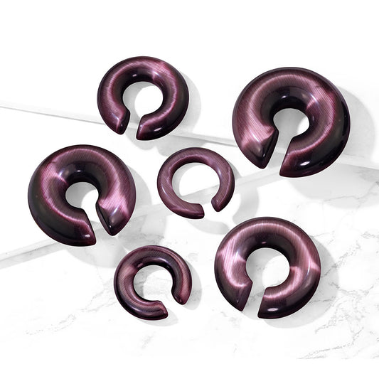 Purple Cat Eye Stone Round Hanger Tapers Plugs Impulse Piercings