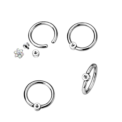 Implant Grade Titanium Captive Bead Ring With Internally Threaded Flat Round Bead for 16g Top Parts Captive Bead Skin Metals