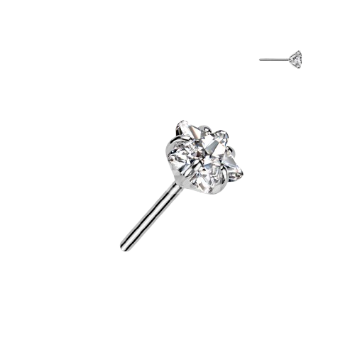 Implant Grade Titanium Threadless Push In Prong Set Star CZ Top Nose Ring Skin Metals