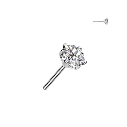 Implant Grade Titanium Threadless Push In Prong Set Star CZ Top Nose Ring Skin Metals