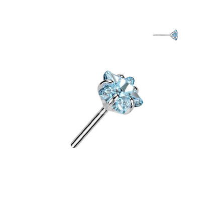 Implant Grade Titanium Threadless Push In Prong Set Star CZ Top Nose Ring Skin Metals