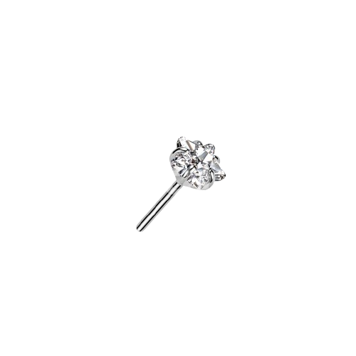 Implant Grade Titanium Threadless Push In Prong Set Star CZ Top Nose Ring Skin Metals
