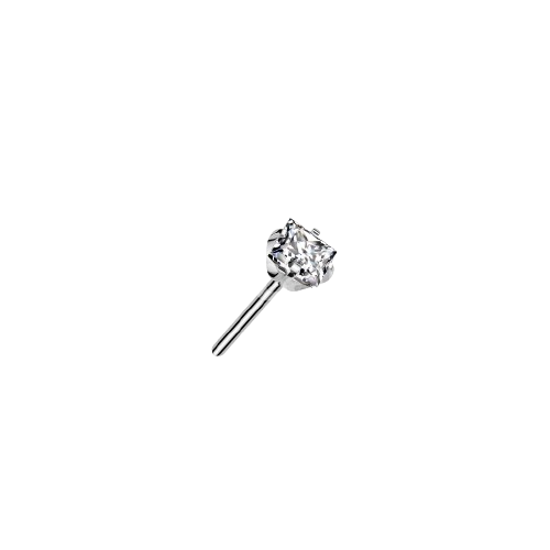 Implant Grade Titanium Threadless Push In Prong Set Square CZ Top Earring Skin Metals