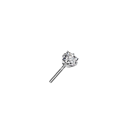 Implant Grade Titanium Threadless Push In Prong Set Square CZ Top Earring Skin Metals