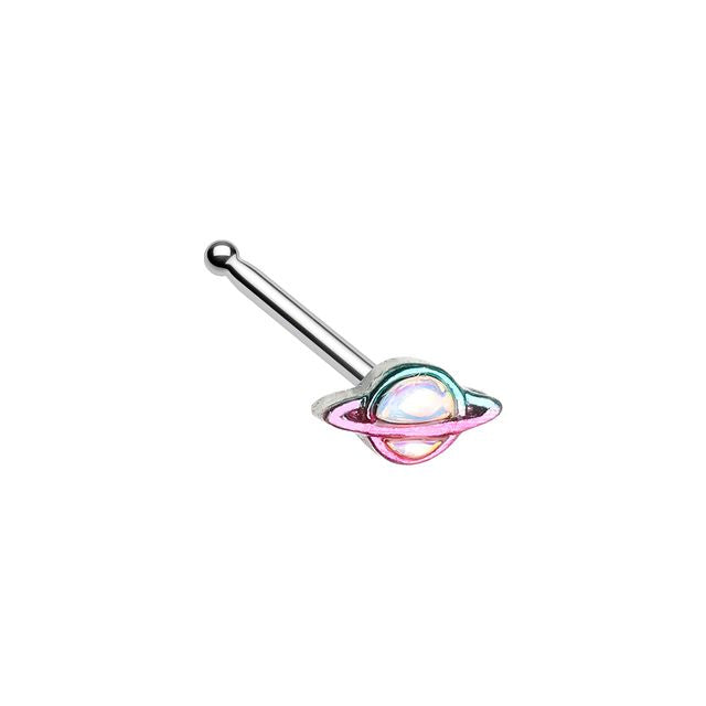 Rainbow Illuminating Moonstone Saturn Planet Nose Stud Ring Nose Ring Skin Metals