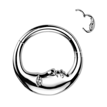 High Quality Precision All 316L Surgical Steel Double Sided Face Moon Hinged Segment Hoop Ring Hinged Ring Impulse Piercings