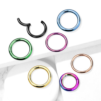 PVD Over High Quality Precision Surgical Steel Hinged Segment Hoop Rings Septum Ring Skin Metals