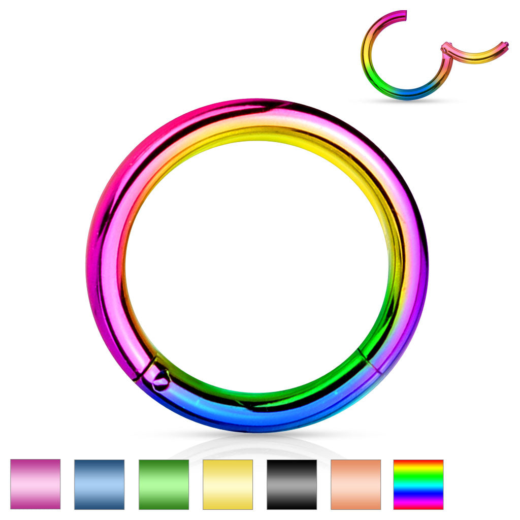PVD Over High Quality Precision Surgical Steel Hinged Segment Hoop Rings Septum Ring Skin Metals