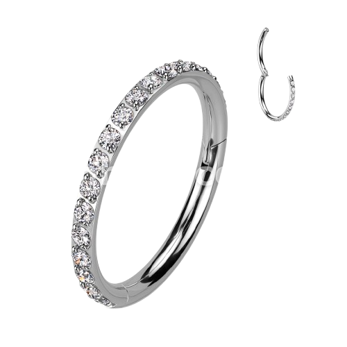 High Quality Precision All 316L Surgical Steel Hinged Segment Hoop Rings with CNC Set CZ Paved Hoop Earring Skin Metals