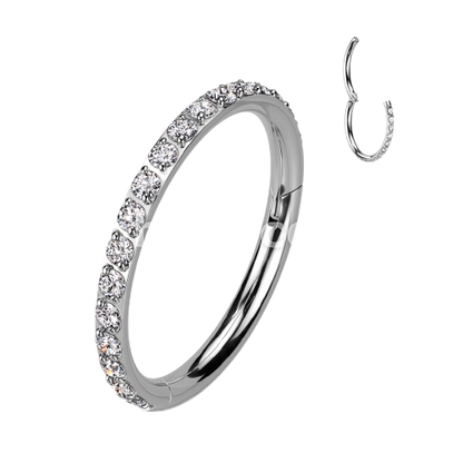 High Quality Precision All 316L Surgical Steel Hinged Segment Hoop Rings with CNC Set CZ Paved Hoop Earring Skin Metals