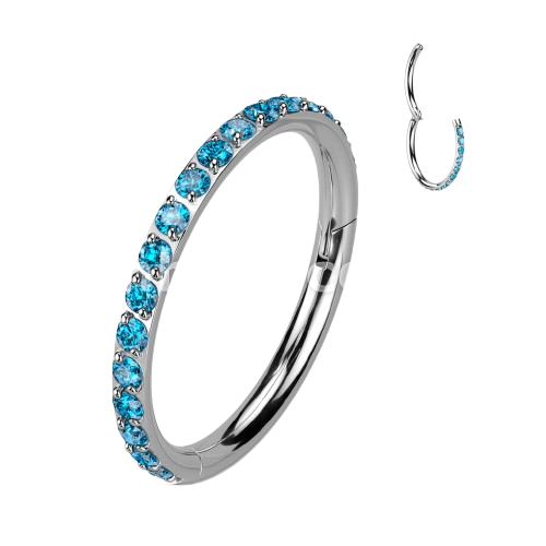 High Quality Precision All 316L Surgical Steel Hinged Segment Hoop Rings with CNC Set CZ Paved Hoop Earring Skin Metals