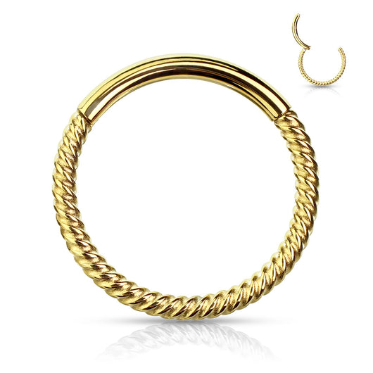 High Quality Precision Surgical Steel Hinged Segment Hoop Rings Braided Steel Hoop Rings Impulse Piercings Gold 18GA (1mm) 5/16" (8mm)