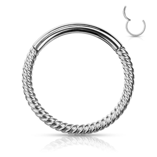 High Quality Precision Surgical Steel Hinged Segment Hoop Rings Braided Steel Hoop Rings Impulse Piercings Steel/Clear 18GA (1mm) 5/16" (8mm)