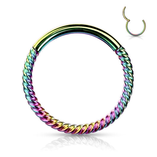 High Quality Precision Surgical Steel Hinged Segment Hoop Rings Braided Steel Hoop Rings Impulse Piercings Rainbow 18GA (1mm) 5/16" (8mm)