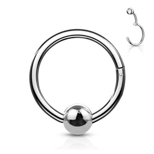 316L Surgical Steel Hinge Hoop Segment Rings with Ball for Ear Cartilage, Nose Septum and More Bead Ring Impulse Piercings 5/16" (8mm) Steel