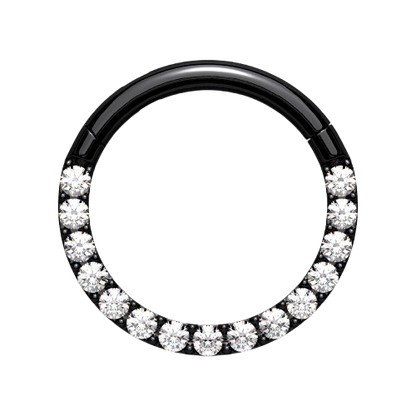 High Quality Precision All 316L Surgical Steel Hinged Segment Hoop Rings with CNC Set Front Facing CZ Paved Tongue Rings Impulse Piercings