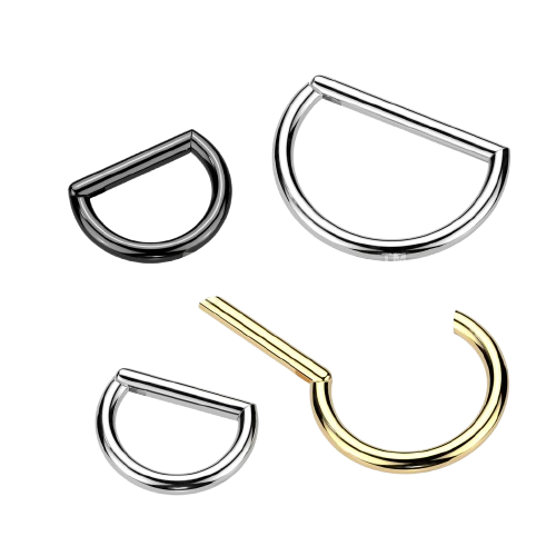 Implant Grade Titanium D Shaped Hinged Segment Ring Hinged Ring Impulse Piercings