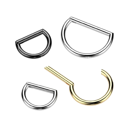 Implant Grade Titanium D Shaped Hinged Segment Ring Hinged Ring Impulse Piercings