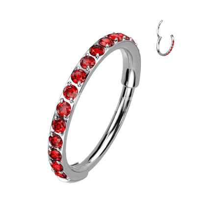Implant Grade Titanium Hinged Segment Hoop Ring With Outward Facing Pave CZs for the Nose, Ear and More Hoop Ring Skin Metals