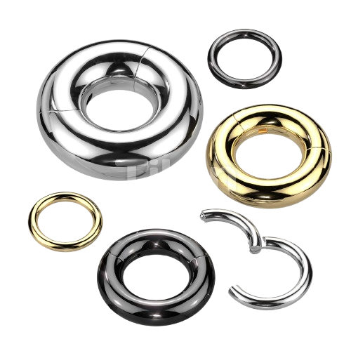 Implant Grade Titanium Large Gauge Hinged Segment Ring Tongue Rings Impulse Piercings