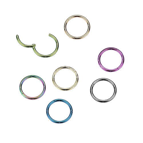 Implant Grade Titanium PVD Plated Hinged Segment Hoop Ring Hinged Ring Skin Metals