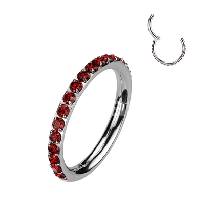 Implant Grade Titanium Hinged Segment Hoop Ring With Outward Facing Pave CNC Set CZ Hoop Ring Skin Metals