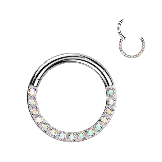 Implant Grade Titanium Hinged Segment Hoop Ring With Forward Facing Pave CNC Set CZ Hoop Ring Impulse Piercings