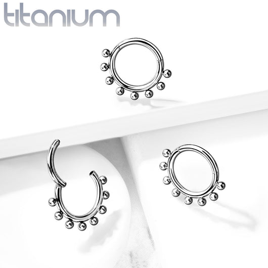 Implant Grade Titanium Sphere Lined Hinged Segment Hoop Ring Hoop Ring Impulse Piercings