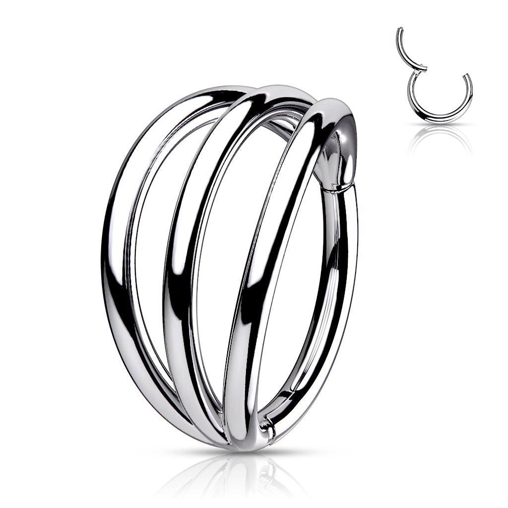 Implant Grade Titanium Hinged Segment Triple Hoop Ring Hoop Earring Skin Metals