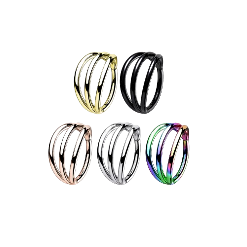 Implant Grade Titanium Hinged Segment Triple Hoop Ring Hoop Earring Skin Metals
