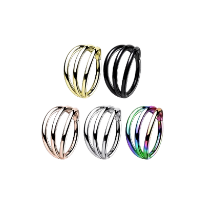 Implant Grade Titanium Hinged Segment Triple Hoop Ring Hoop Earring Skin Metals