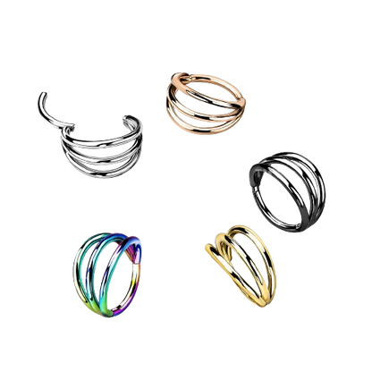 Implant Grade Titanium Hinged Segment Triple Hoop Ring Hoop Earring Skin Metals