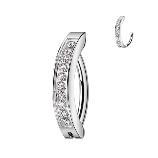 Implant Grade Titanium Hinged Hoop With CNC Set CZ Belly Button Ring Belly Button Ring Skin Metals