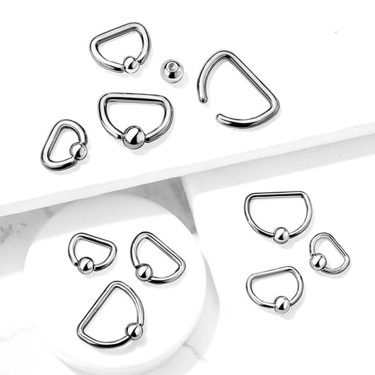 D Shaped 316L Surgical Steel Captive Bead Ring Bead Ring Impulse Piercings