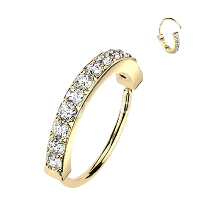 Single Lined Half Circle with Embedded CZ Bendable Hoop Hoop Earring Skin Metals