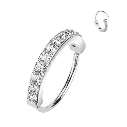 Single Lined Half Circle with Embedded CZ Bendable Hoop Hoop Earring Skin Metals