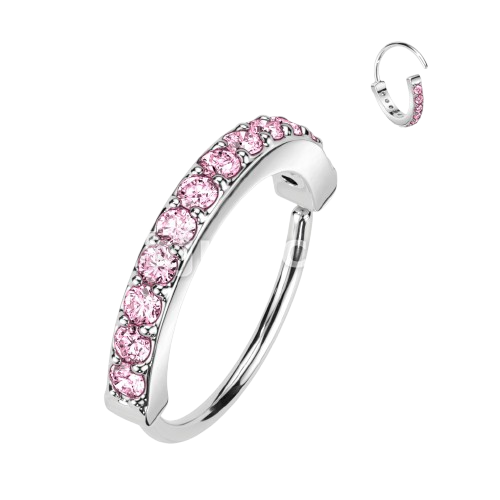 Single Lined Half Circle with Embedded CZ Bendable Hoop Hoop Earring Skin Metals