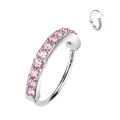 Single Lined Half Circle with Embedded CZ Bendable Hoop Hoop Earring Skin Metals