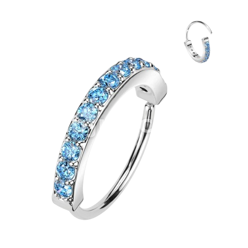 Single Lined Half Circle with Embedded CZ Bendable Hoop Hoop Earring Skin Metals