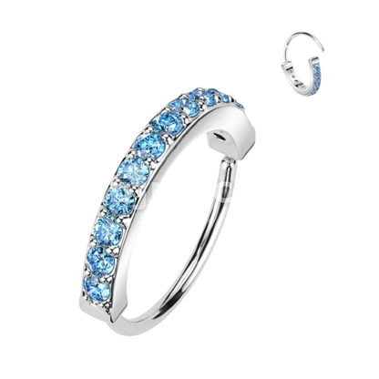 Single Lined Half Circle with Embedded CZ Bendable Hoop Hoop Earring Skin Metals