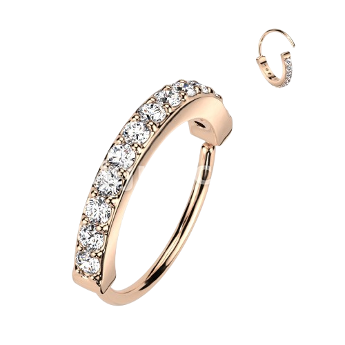 Single Lined Half Circle with Embedded CZ Bendable Hoop Hoop Earring Skin Metals