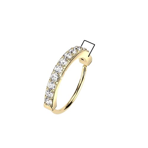 Single Lined Half Circle with Embedded CZ Bendable Hoop Hoop Earring Skin Metals