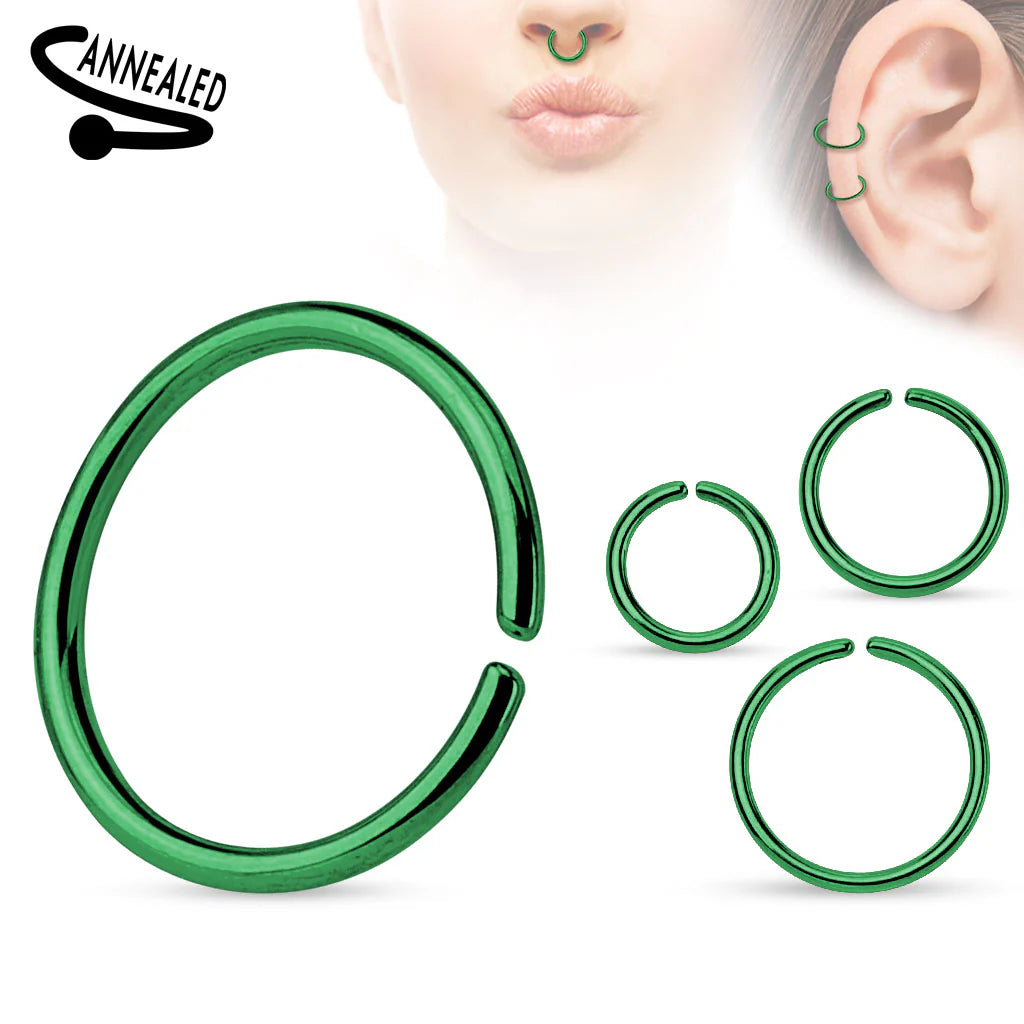Titanium Anodized over 316L Surgical Steel Annealed and Rounded Ends Cut Rings Septum Ring Skin Metals