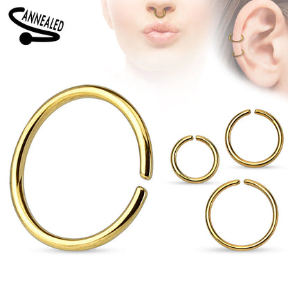 Titanium Anodized over 316L Surgical Steel Annealed and Rounded Ends Cut Rings Septum Ring Skin Metals