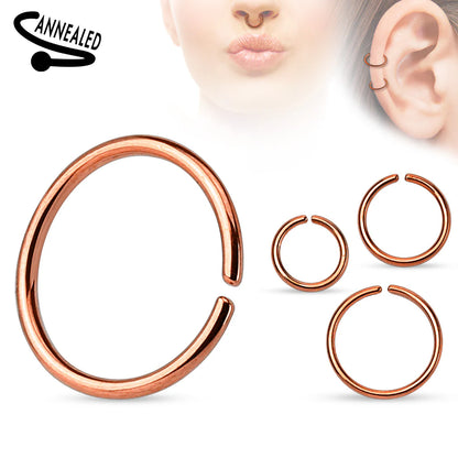 Titanium Anodized over 316L Surgical Steel Annealed and Rounded Ends Cut Rings Septum Ring Skin Metals