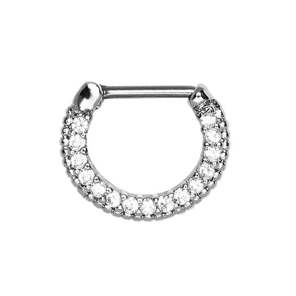 36L Surgical Steel Sparkly Gemmed Septum Clicker - Skin Metals