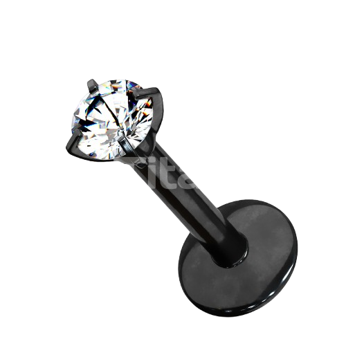 Implant Grade Titanium Internally Threaded Prong Set Round CZ Labret Labret Skin Metals